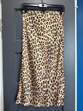 Bardot Leopard Print Midi Skirt - Tan & Black